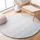 Safavieh Micro-Loop MLP353M 5" Round Blue and Ivory Area Rug, , large
