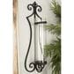 Maple and Jade 31" Single Fleur De Lis Indoor/Outdoor Wall Mount Candle Holder in Weathered Black, Copper and Clear, , large