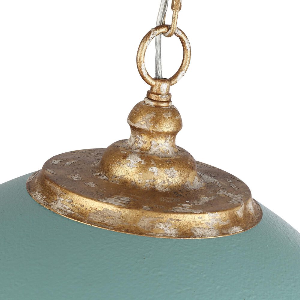 Golden Lighting Alison 5-Light Pendant with Teal Shade in Vintage Gold, , large