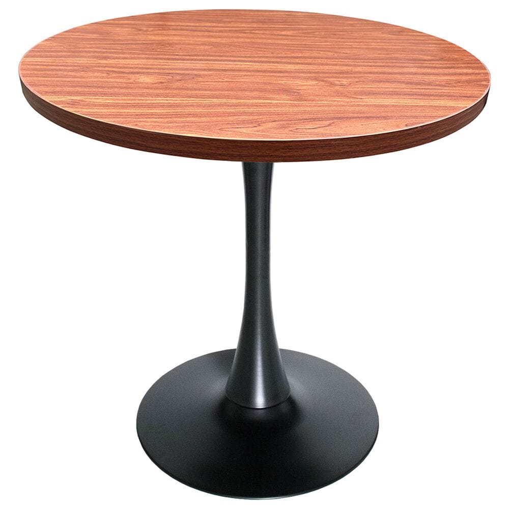 Leisuremod LeisureMod Bristol Dining table, Black Base with 36 Round Cognac Brown MDF top, , large