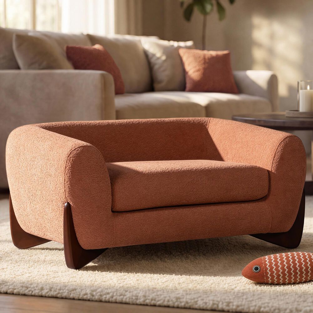 Jennifer Taylor Home Louie Alpine 36.5" Medium Sherpa Dog Sofa Bed in Spice Orange, , large