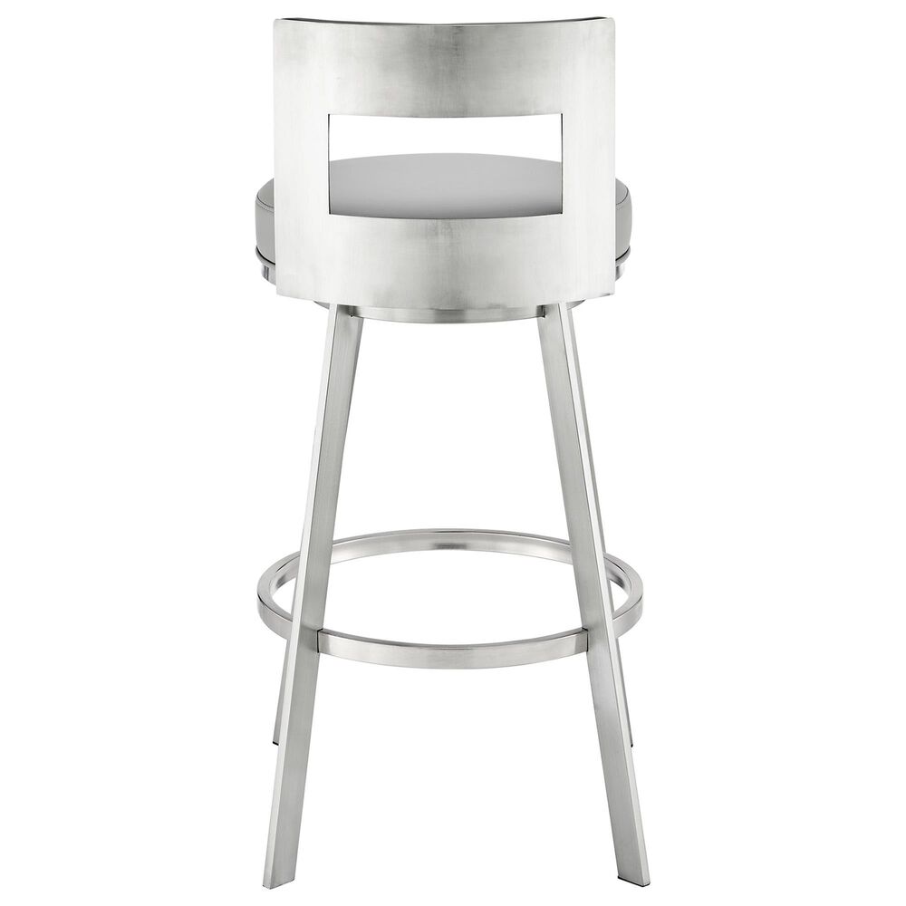 Blue River Flynn 30&quot; Swivel Bar Stool with Light Gray Cushion in Brushed Stainless Steel, , large