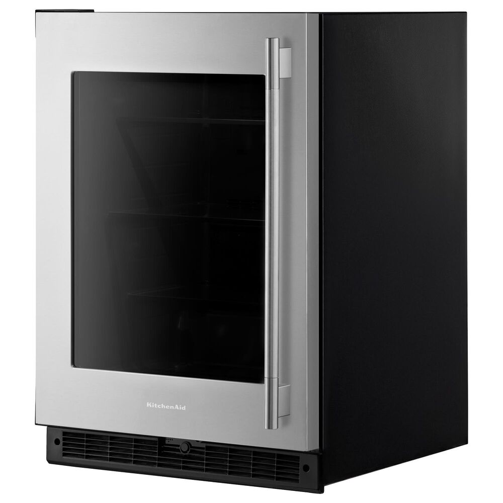 KitchenAid 5.2 Cu. Ft. Undercounter Refrigerator with Glass Door and Left Hinge in Black and Stainless Steel, , large