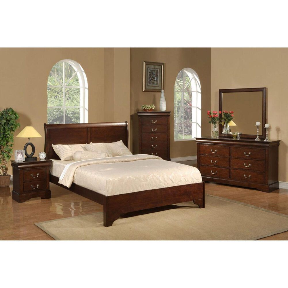 Alpine Furniture West Haven King Sleigh Bed in Cappuccino, , large