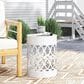Hearth and Haven Large Cylindrical-Shaped Iron Patio End Table in White, , large