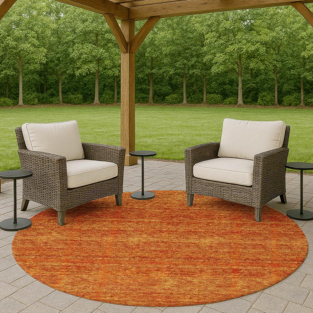 Dalyn Rug Company Soft Essentials Solid Orange 8' Round Indoor/Outdoor Area Rug, , large
