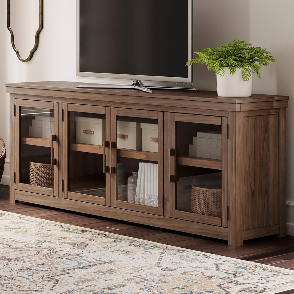 Ashley Boardernest 85&quot; Extra Large TV Stand in Light Brown, , large