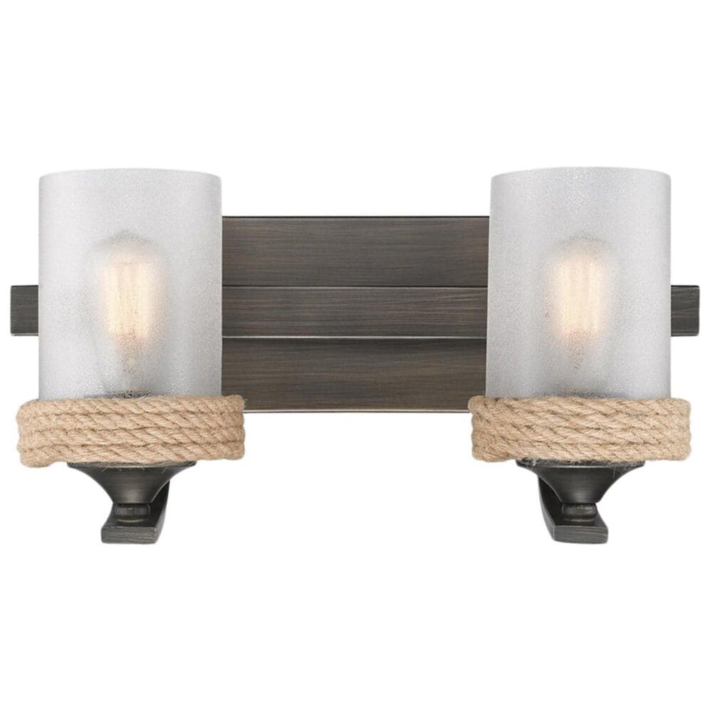Golden Lighting Chatham 2-Light Bath Vanity in Gunmetal Bronze with Clear Sandblasted Glass, , large