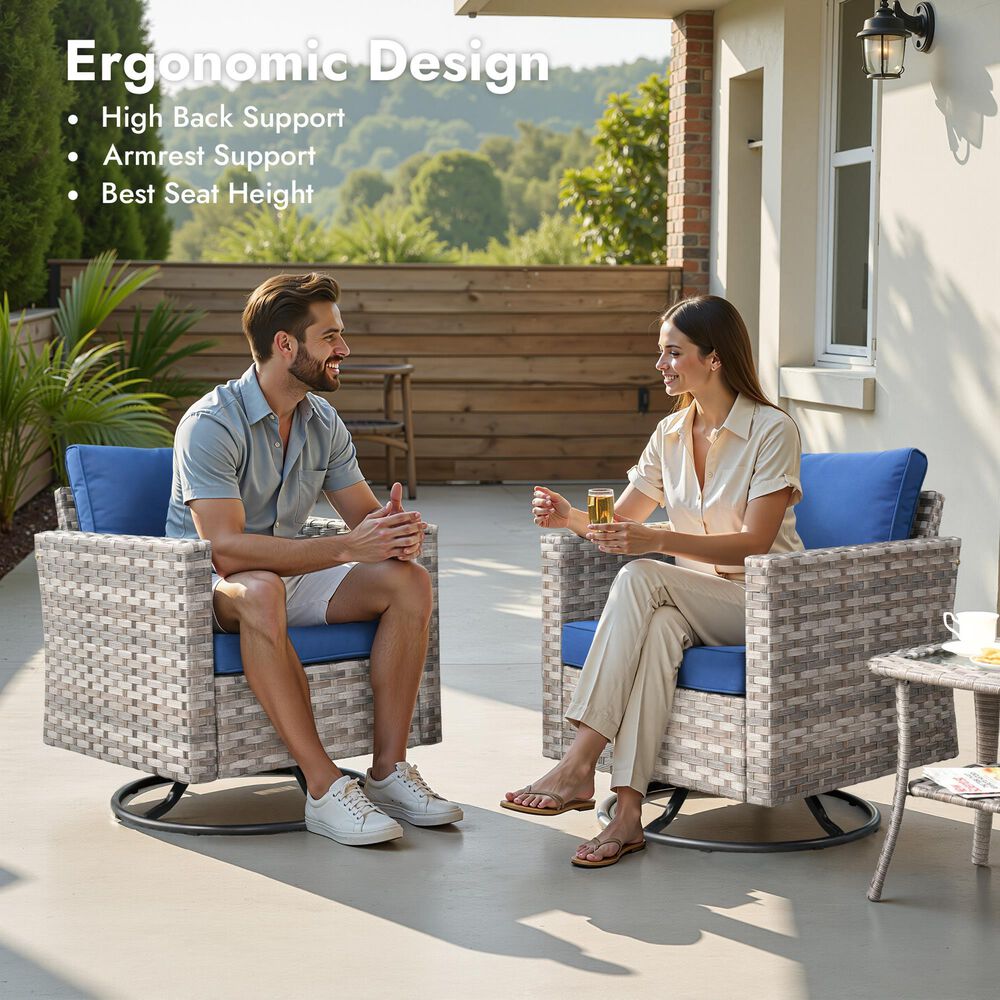 HOMLUX 10-Piece Outdoor Patio Wicker Sectional Furniture Set in Navy Blue, , large