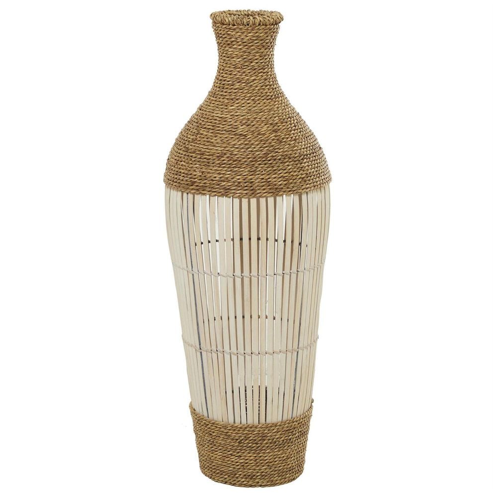 Maple and Jade 32.2&quot; Handmade Decorative Vase in White, Natural Brown and Cream, , large