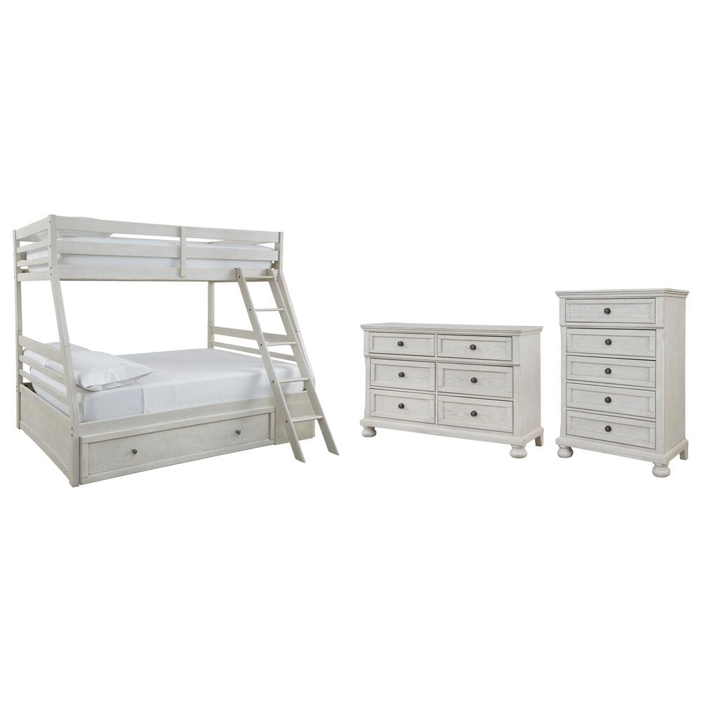 Ashley Robbinsdale 3-Piece T/F Bunk Bed Set in Antique White, , large