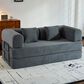 GigaCloud Corduroy Convertible Sleeper Sofa with Cylindrical Pillow in Gray, , large