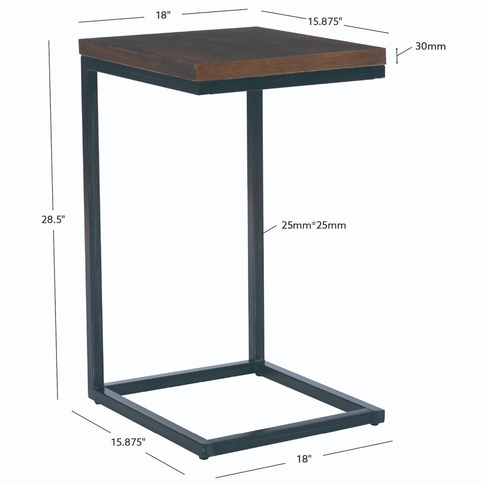 Linon Home Decor Braniff C-Table in Dark Grey and Black, , large