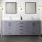 Lexora Home Jacques 80" Double Bathroom Vanity in Dark Grey with 2 cm White Quartz Top and Rectangular Sinks, , large