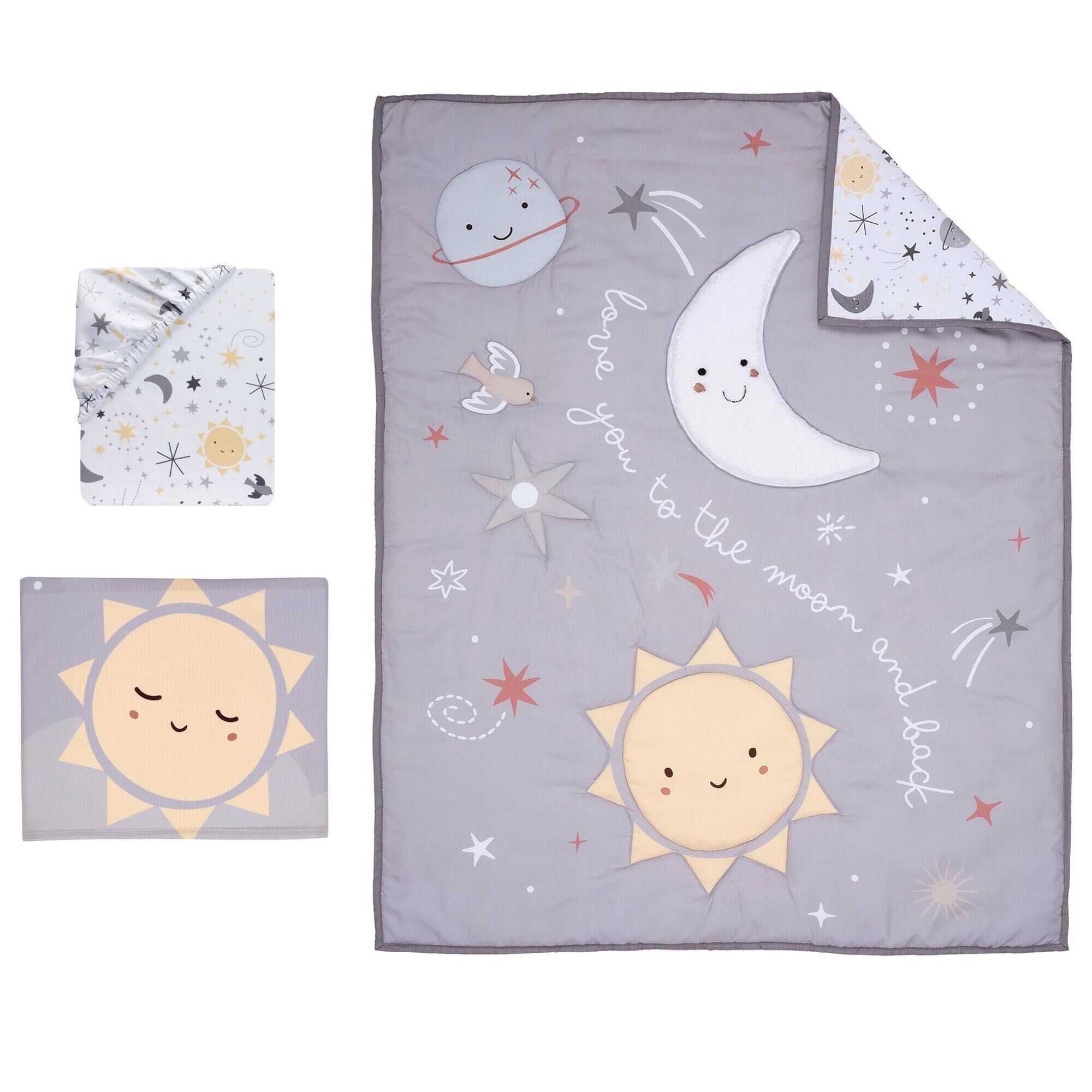 Lambs and Ivy Little Star 3 Piece Baby Crib Bedding Set in Gray White Yellow and Multicolor NFM