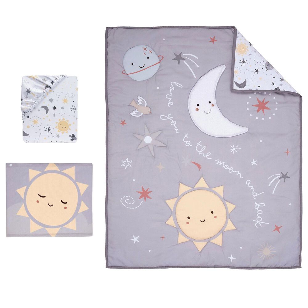 Lambs and Ivy Little Star 3-Piece Baby Crib Bedding Set in Gray, White, Yellow and Multicolor, , large