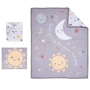 Lambs and Ivy Little Star 3-Piece Baby Crib Bedding Set in Gray, White, Yellow and Multicolor, , large
