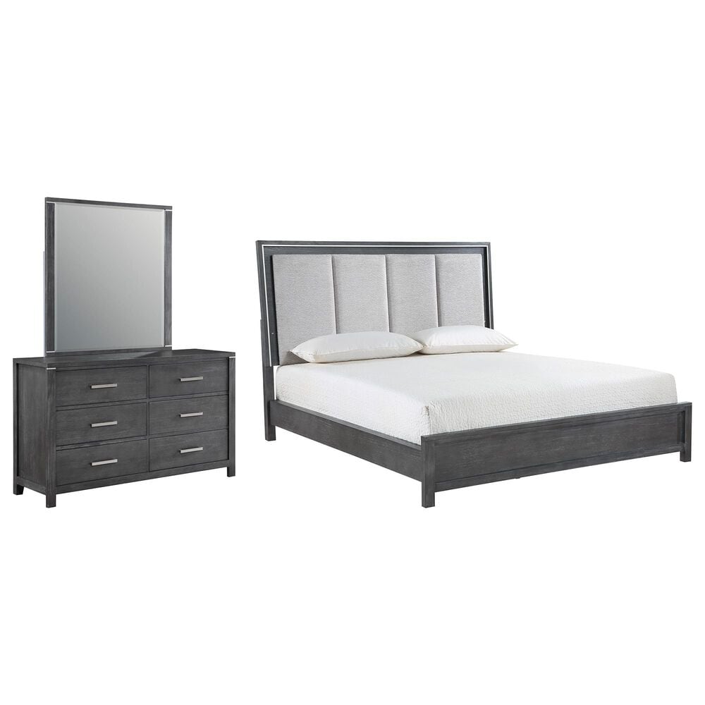 New Heritage Design Odessa 3-Piece King Bedroom Set in Charcoal and Silver, , large