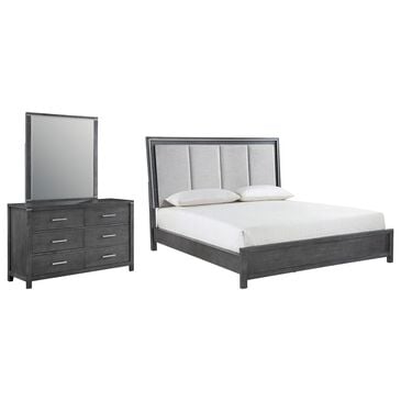 New Heritage Design Odessa 3-Piece King Bedroom Set in Charcoal and Silver, , large
