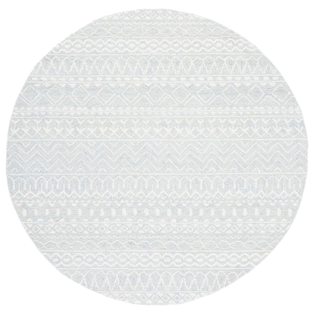 Safavieh Micro-Loop 5" Round Aqua and Ivory Area Rug, , large