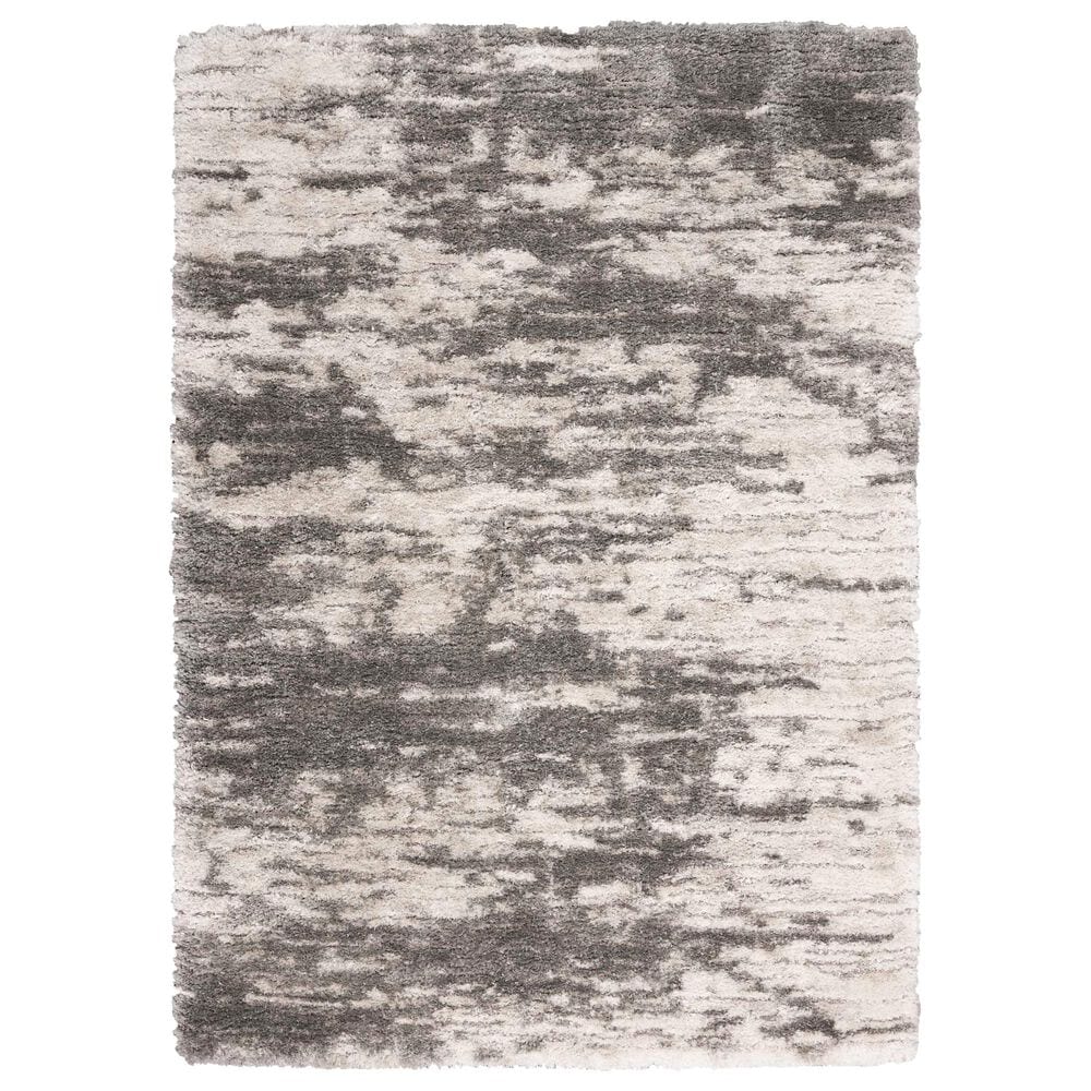 Nourison Dreamy Shag 4" x 6" Charcoal and Ivory Area Rug, , large