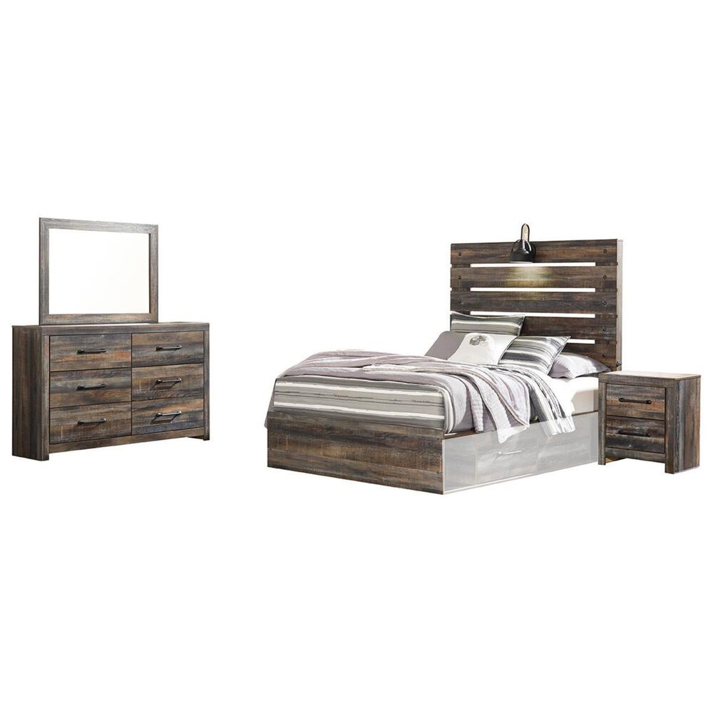 Ashley Drystan 4 Piece Full Panel Bed Set in Rustic Brown, , large