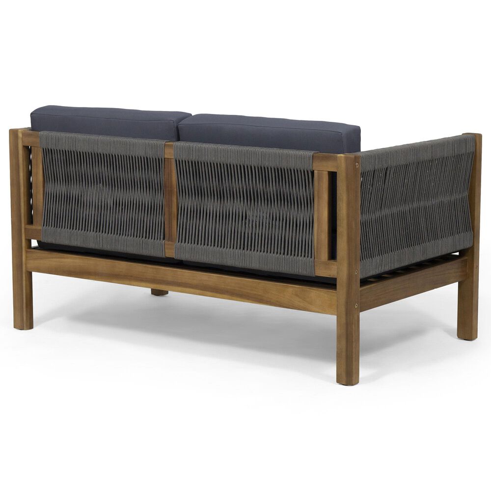 Hearth and Haven Laurel 2-Piece Patio Conversation Set with Gray Cushion in Teak, , large