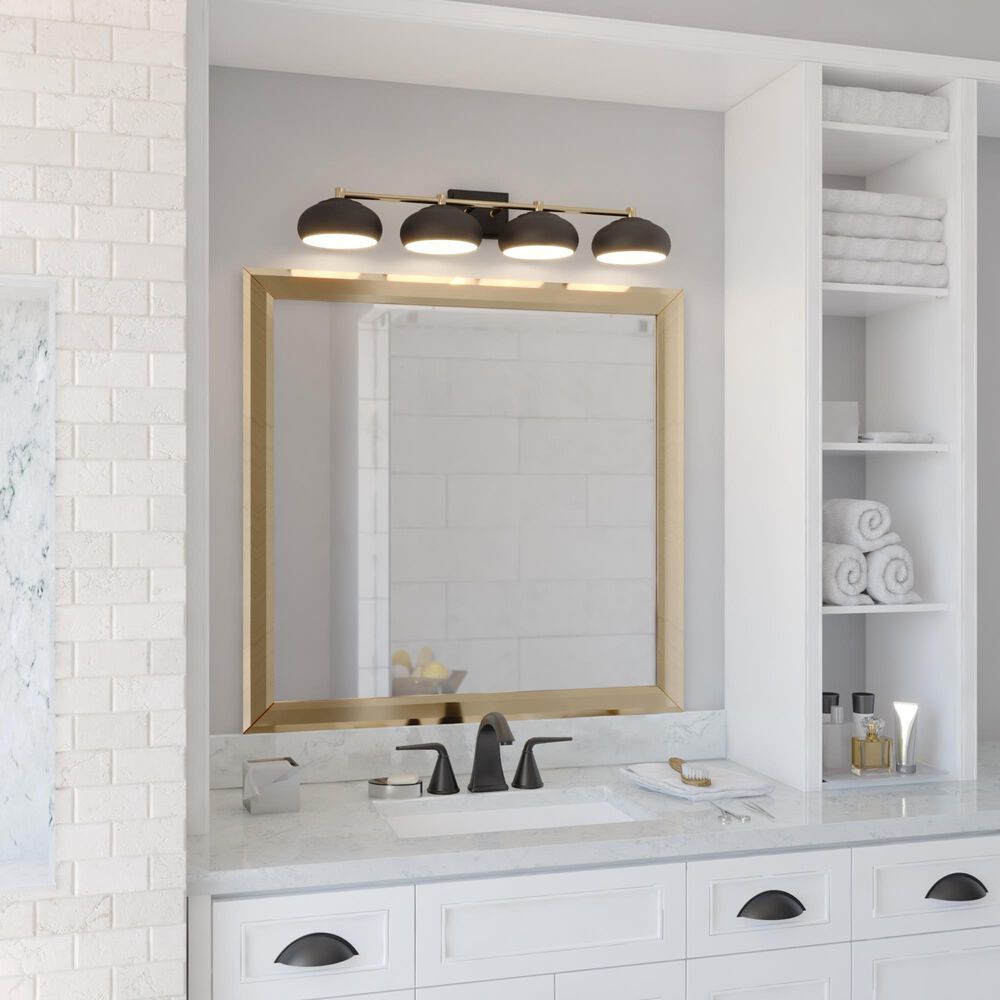 Vaxcel Belmont 4-Light Bathroom Vanity in Matte Black and Satin Brass, , large