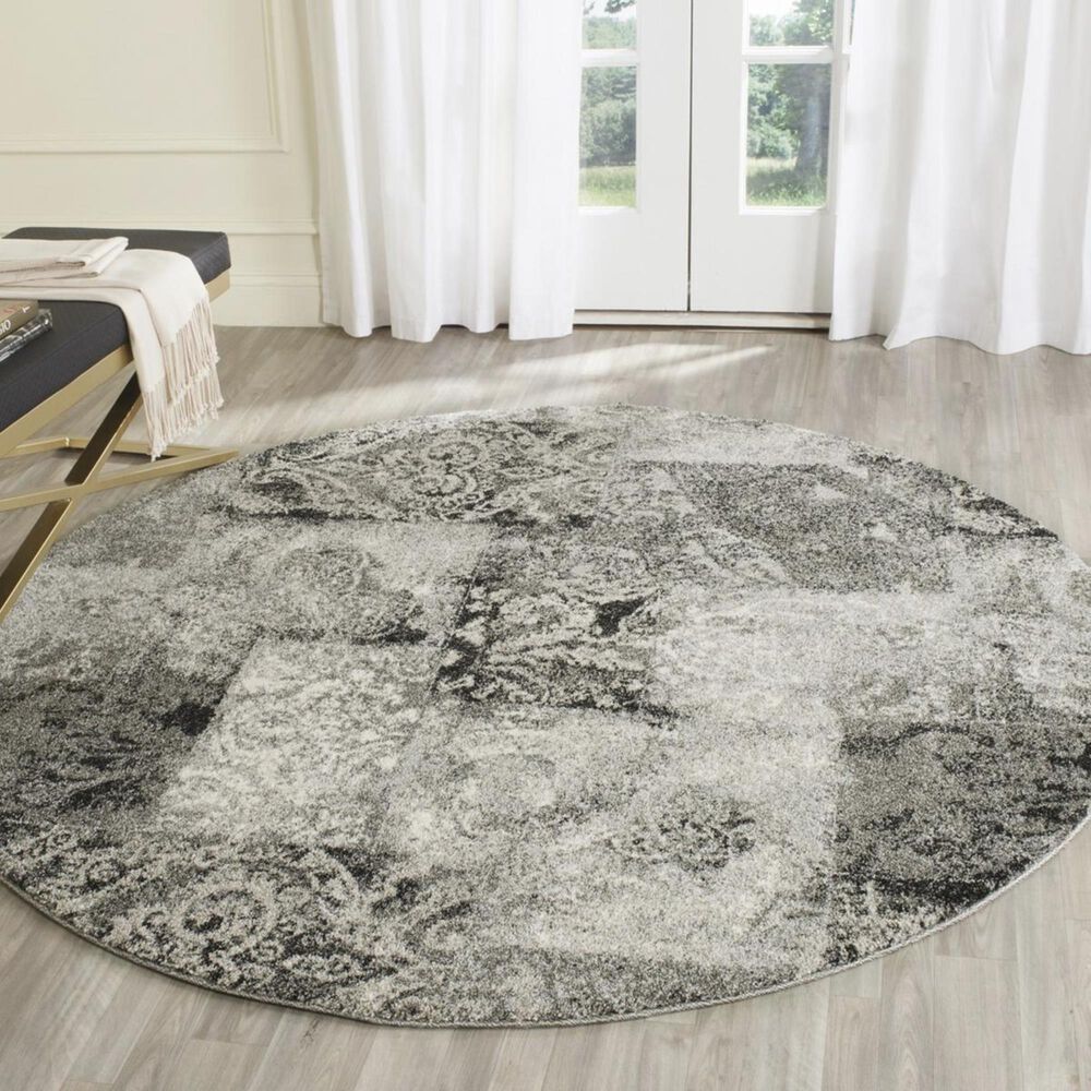 Safavieh Retro RET2137-1180 6&#39; Round Cream and Grey Area Rug, , large