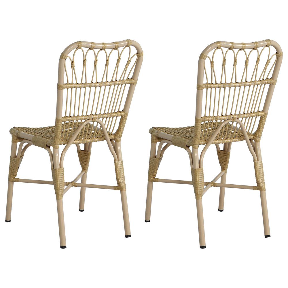 Hearth and Haven Outdoor PE Wicker Dining Chair in Natural &#40;Set of 2&#41;, , large