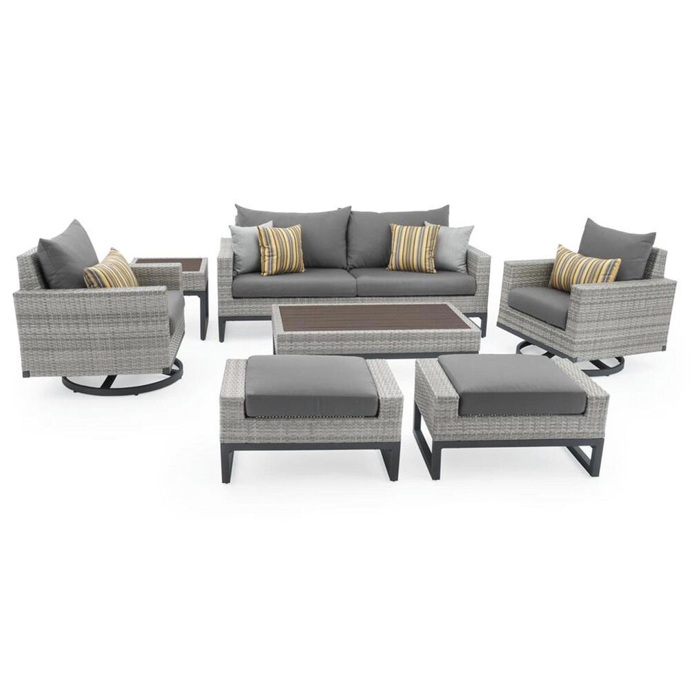 RST Brands Milo 7-Piece Patio Motion Deep Seating Set with Charcoal Gray Cushion in Gray, , large
