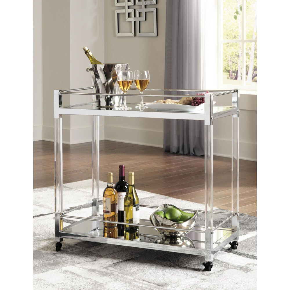 Ashley Chaseton Bar Cart in Chrome-tone, , large