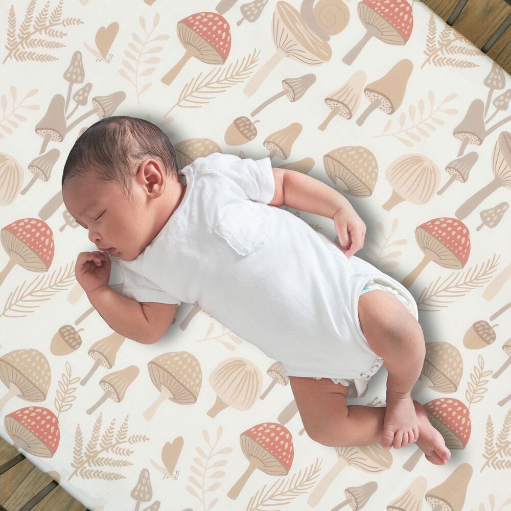 Lambs &amp; Ivy Mushroom Fitted Crib Sheet in Multicolor, , large