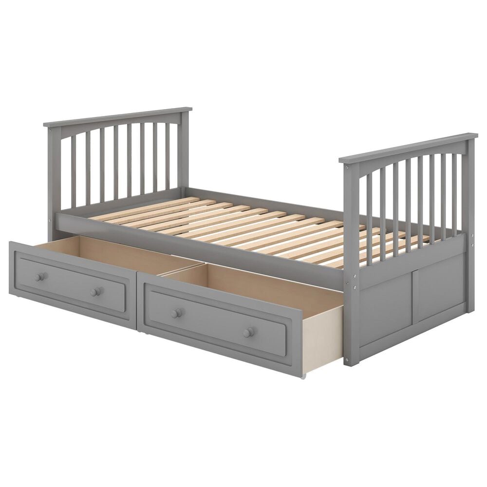 Hearth and Haven Twin over Twin Convertible Bunk Bed with Drawers in Gray, , large