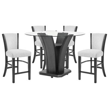 Crown Mark Camelia 5-Piece Counter Height Dining Set in Black, , large