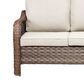 Sunwell Garden 34"H 3-Seater Outdoor Sofa with Curved Armrests and Beige Cushions in Brown, , large