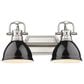 Golden Lighting Duncan 2-Light Bath Vanity in Pewter and Glossy Black, , large