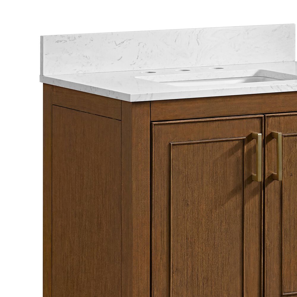 37B Lucerne 30" Single Bathroom Vanity in Dark Maplewood with Marble Top and Backsplash, , large