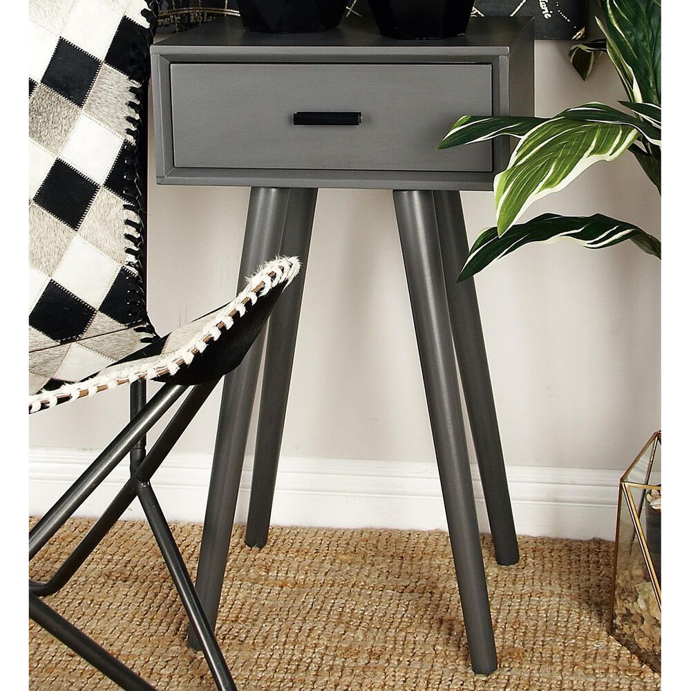 Maple and Jade Modern Wood Accent Table in Grey, , large