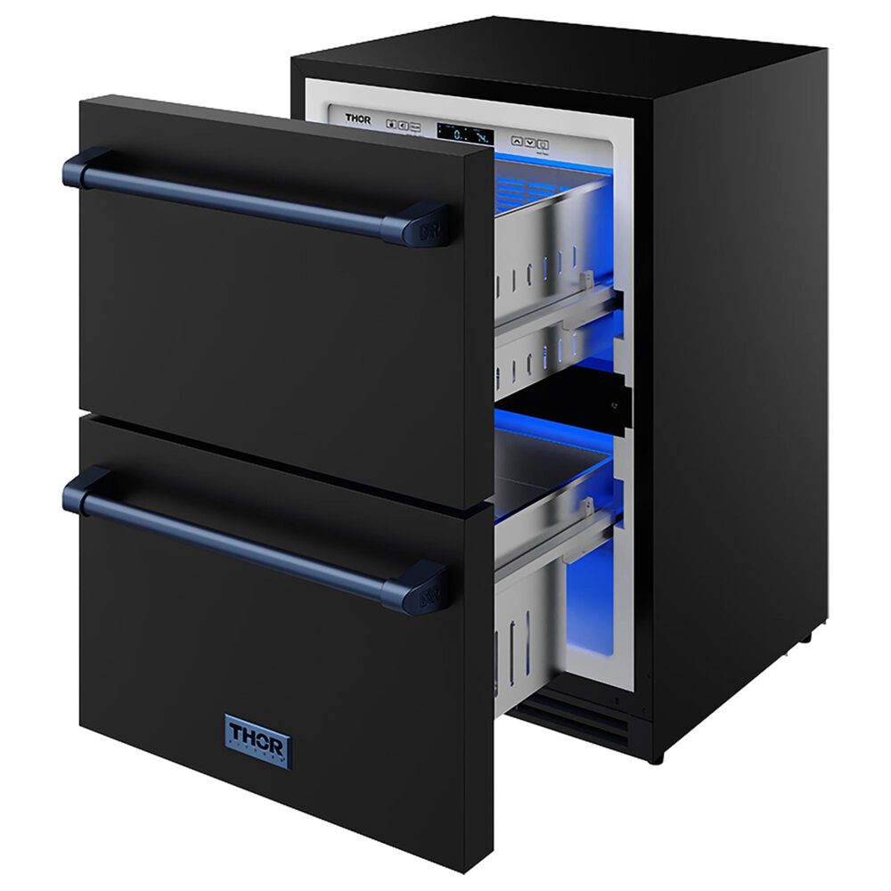 Thor Kitchen Gordon Ramsay 5.4 Cu. Ft. Undercounter Drawer Freezer with Blue Handle Kit in Black, , large