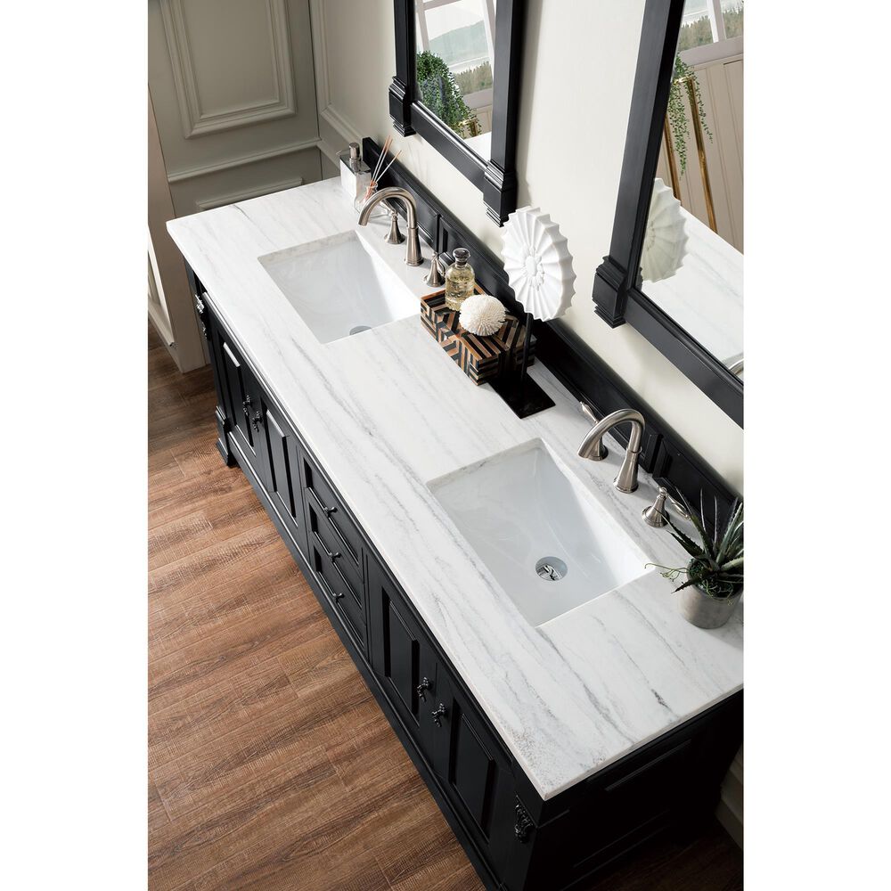 James Martin Vanities Brookfield 72&quot; Double Bathroom Vanity in Antique Black with 3 cm Arctic Fall Solid Surface Top and Rectangle Sinks, , large