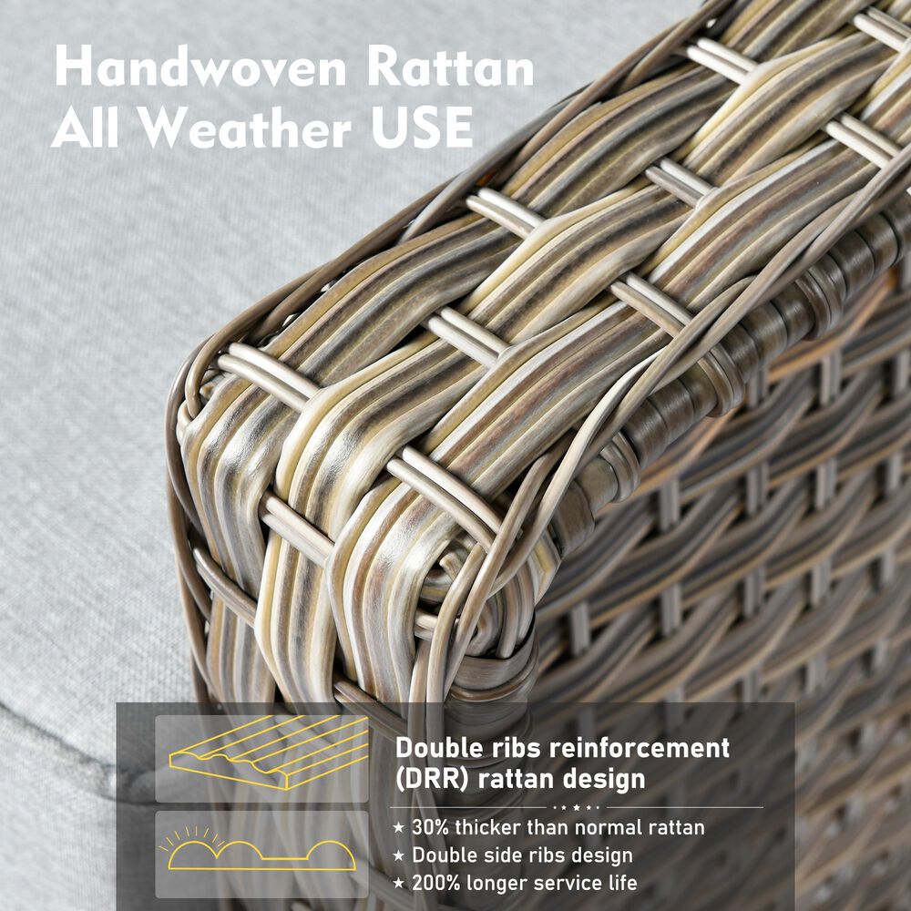 HOMLUX 6-Piece Patio Conversation Set with Coffee Table in Light Grey, , large