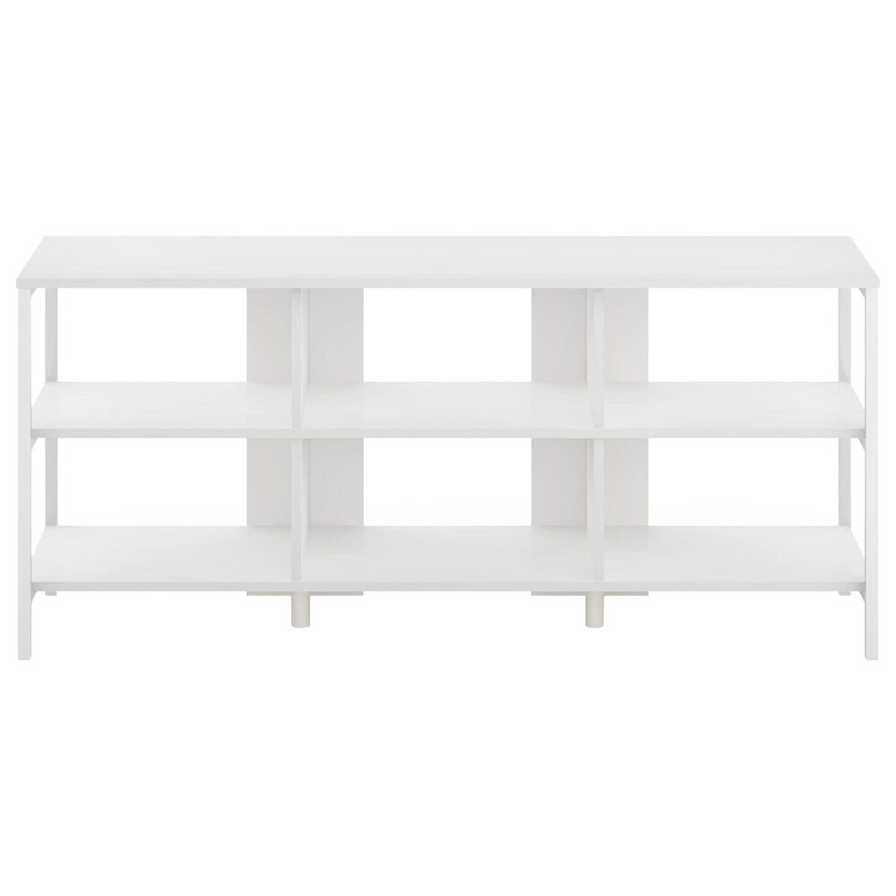 HOMLUX 53.2" TV Stand with 6 Open Shelves in White, , large