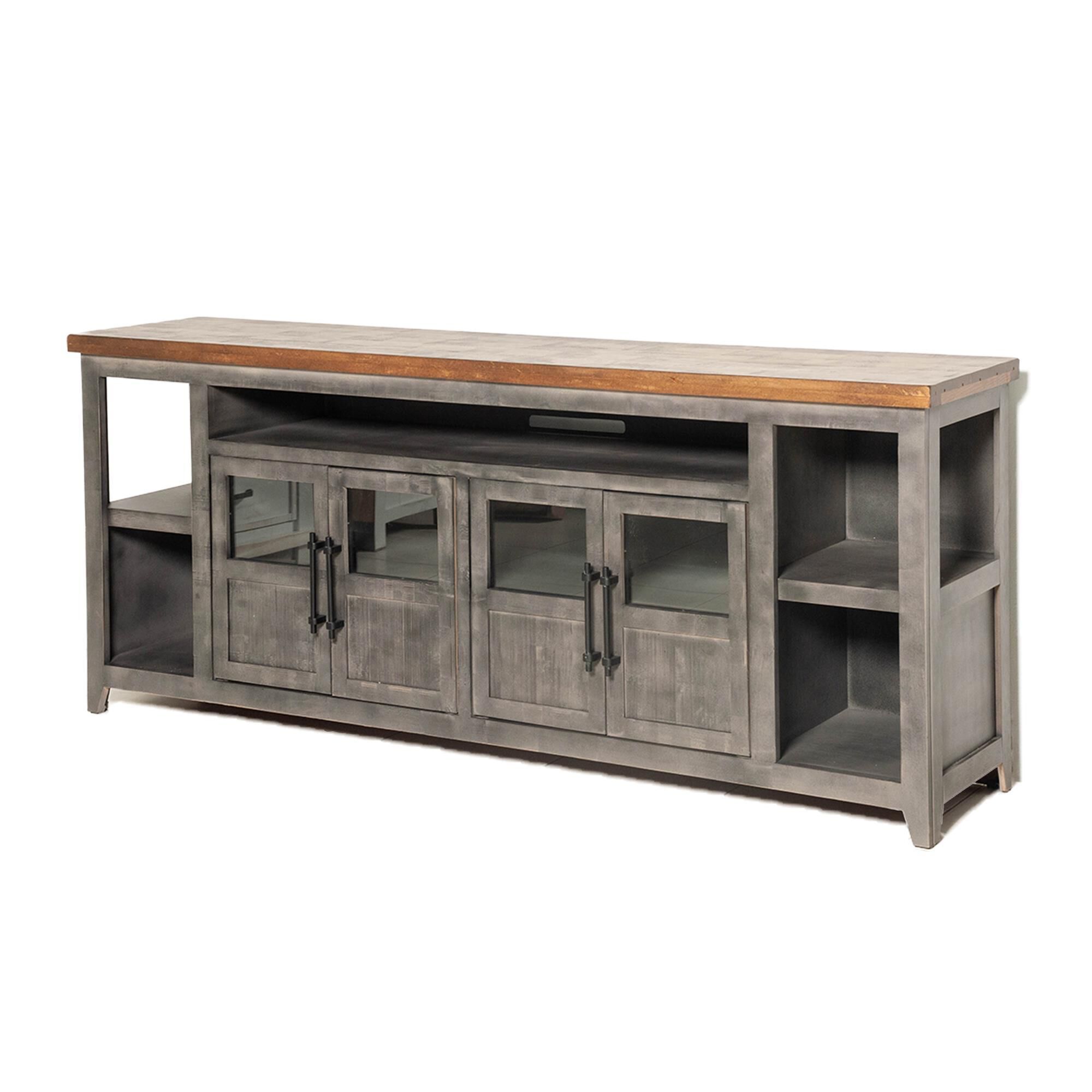 Gray rustic sales tv stand