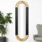 Maple and Jade 68" x 22" Oval Wall Mirror with Dimensional Carved Frame in Brown and Black, , large