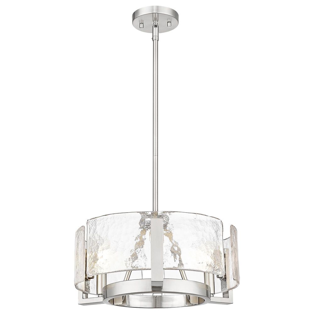 Golden Lighting Aenon 3-Light Wide Chandelier with Hammered Water Glass Shade in Pewter, , large