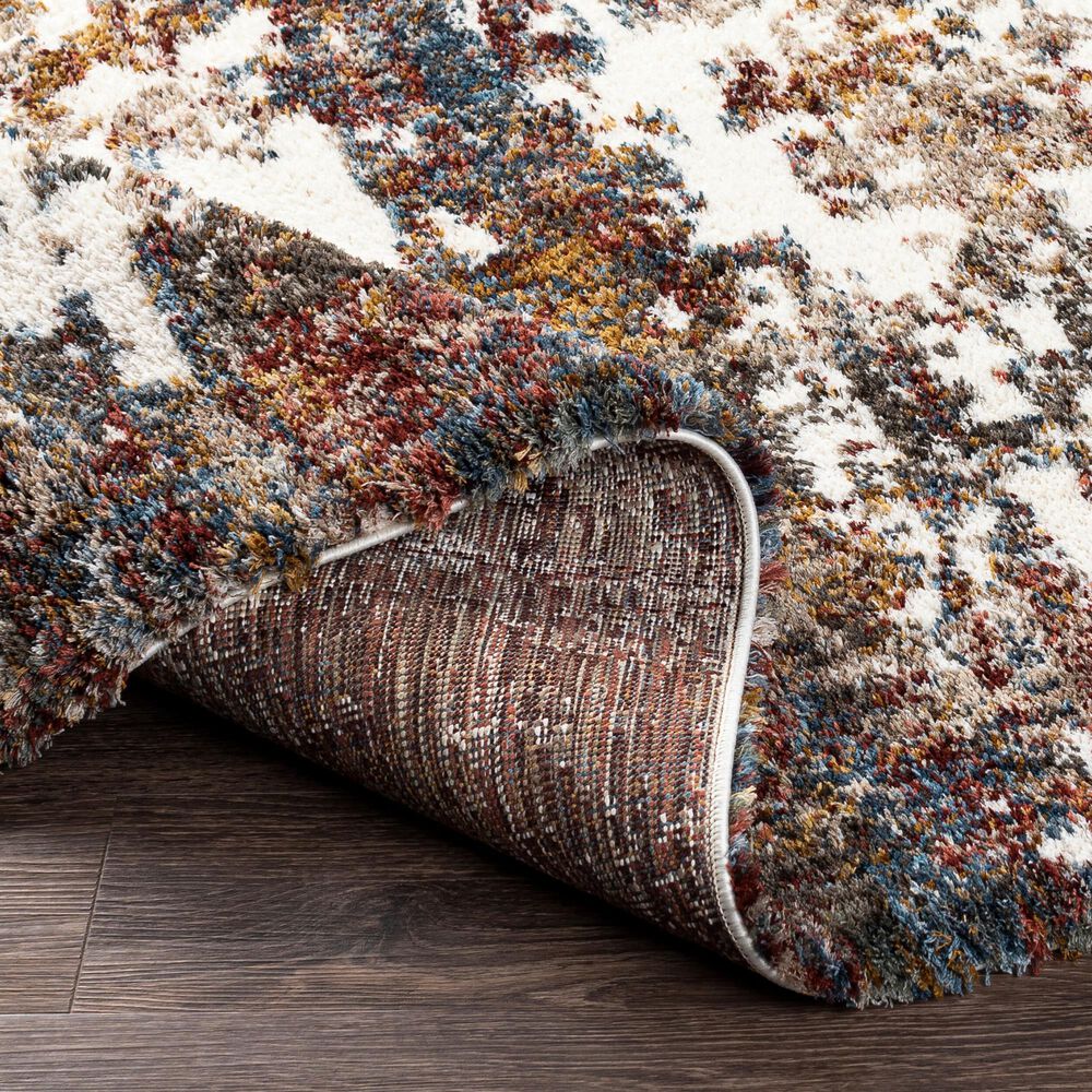 Surya Celestial Shag Teal, Dark Blue, Denim, Burgundy, Dusty Pink, Sage, Deep Teal, Mustard and Cream 2&#39; x 2&#39;11&quot; Area Rug, , large