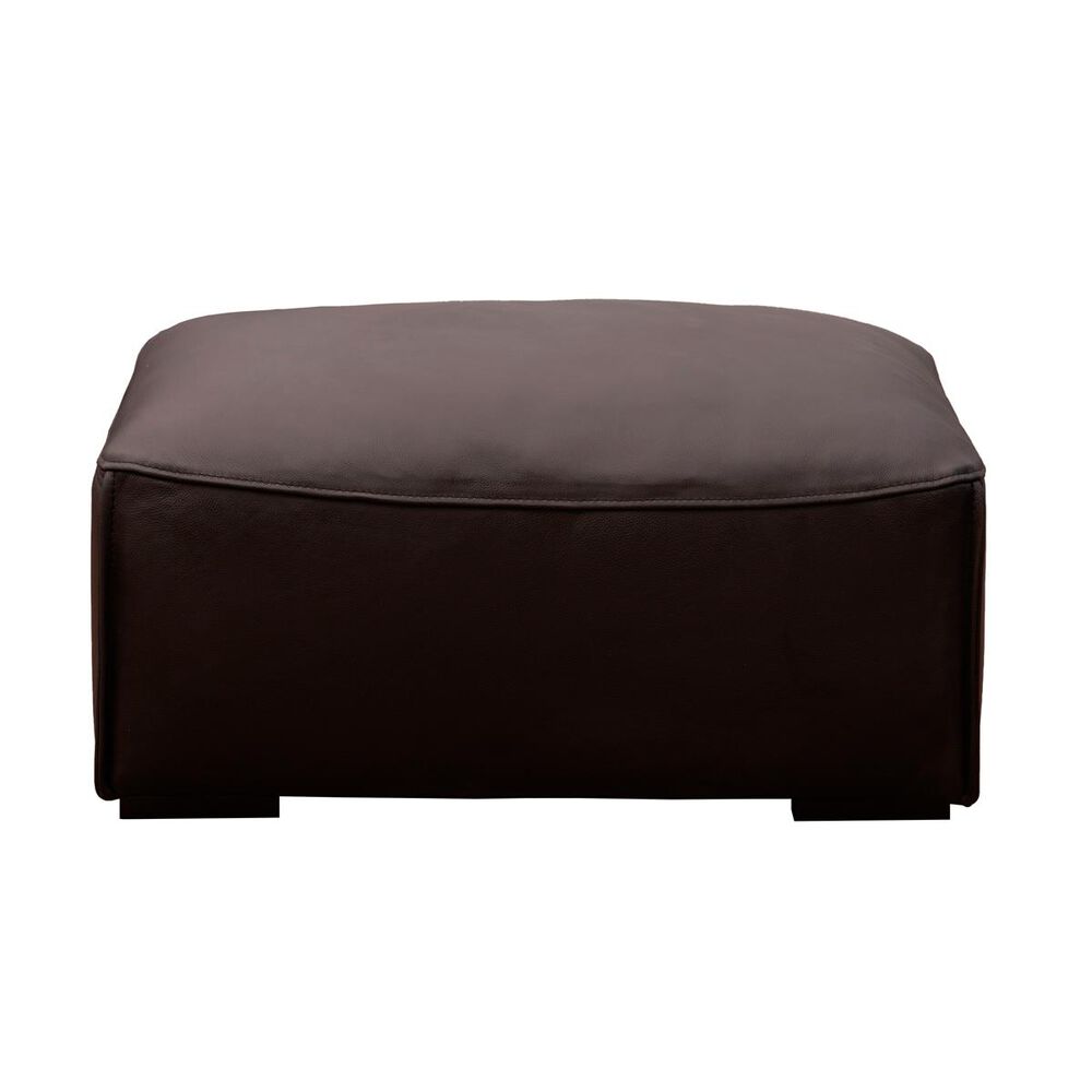 Devon and Claire Giovanni Leather Ottoman in Dark Brown, , large