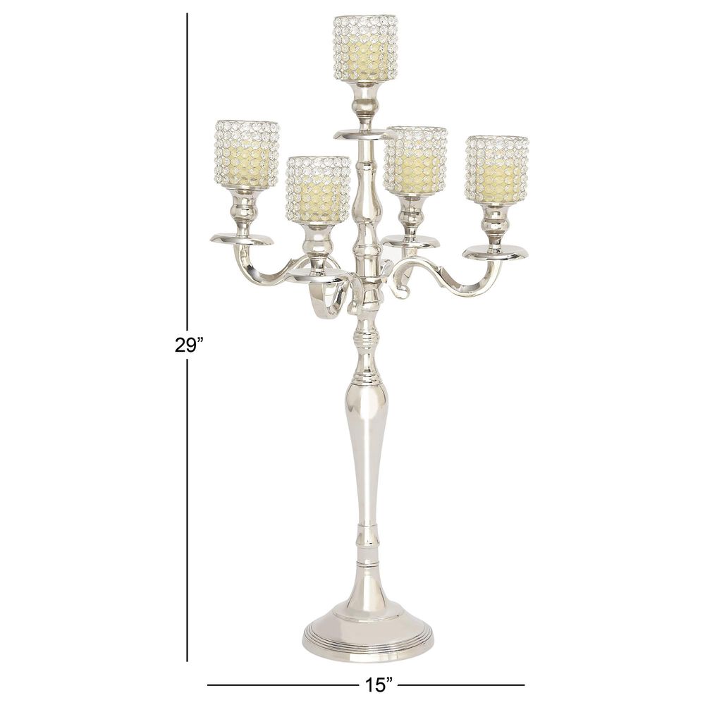 Maple and Jade 15&quot; x 29&quot; Hurricane Lamp in Silver, , large