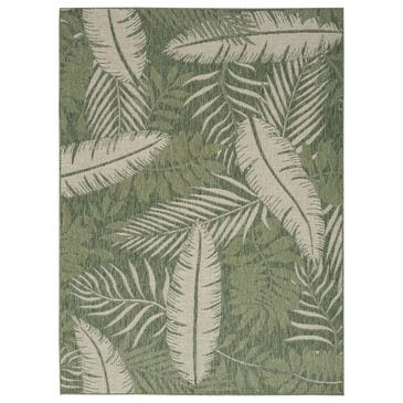 Nourison Garden Oasis GOA02 Green and Ivory 5" x 7" Indoor/Outdoor Area Rug, , large